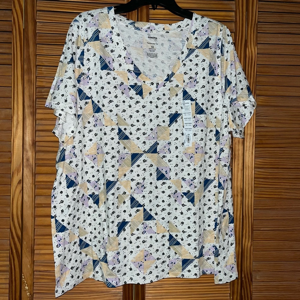 Sonoma Goods for Life Everyday V-Neck Short Sleeve Tee Size 1X New with‎ Tags